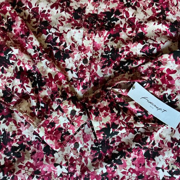 Foxcroft Button Shirt Womens 16W Wrinkle Free 100% Cotton Floral Long Sleeves - Picture 7 of 7